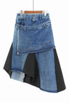 Asymmetric Denim Midi Skirt