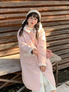 Autumn and Winter 2024 New Sweet Pink Hooded Jacket for Women, Medium to Long, Thick Woolen Coat for Women