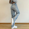 Autumn and winter new products, fashionable trends, old and dirty designs, straight tube loose spray painted printed jeans