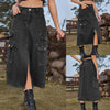 Black Denim Cargo Skirt