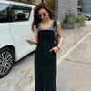 Black Denim Overall Dress