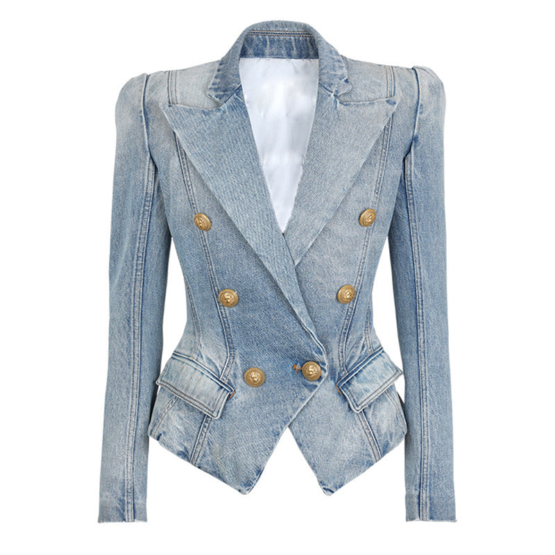 Blue Denim Blazer Womens