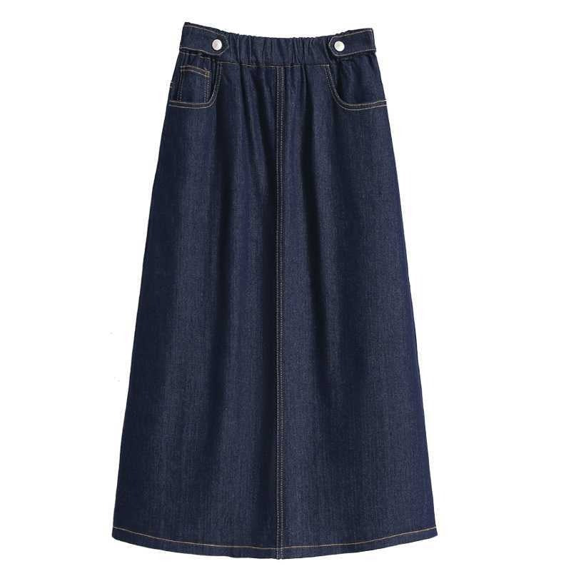 Blue Denim Midi Skirt