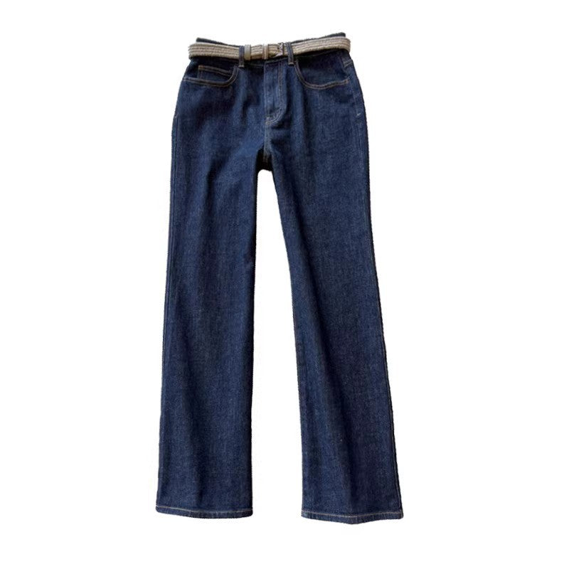 Blue High Waisted Relaxed Straight Leg Jeans