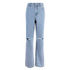 Blue High Waisted Straight Leg Jeans