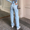 Blue High Waisted Straight Leg Jeans