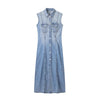 Button Denim Midi Dress