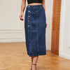 Button Denim Midi Skirt