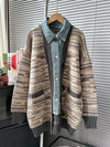 Cardi-coat with Denim Inset