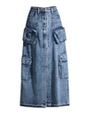 Cargo Denim Maxi Skirt