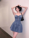 Corset Tube Top Denim Dress