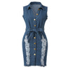 Denim Button Front Mini Dress