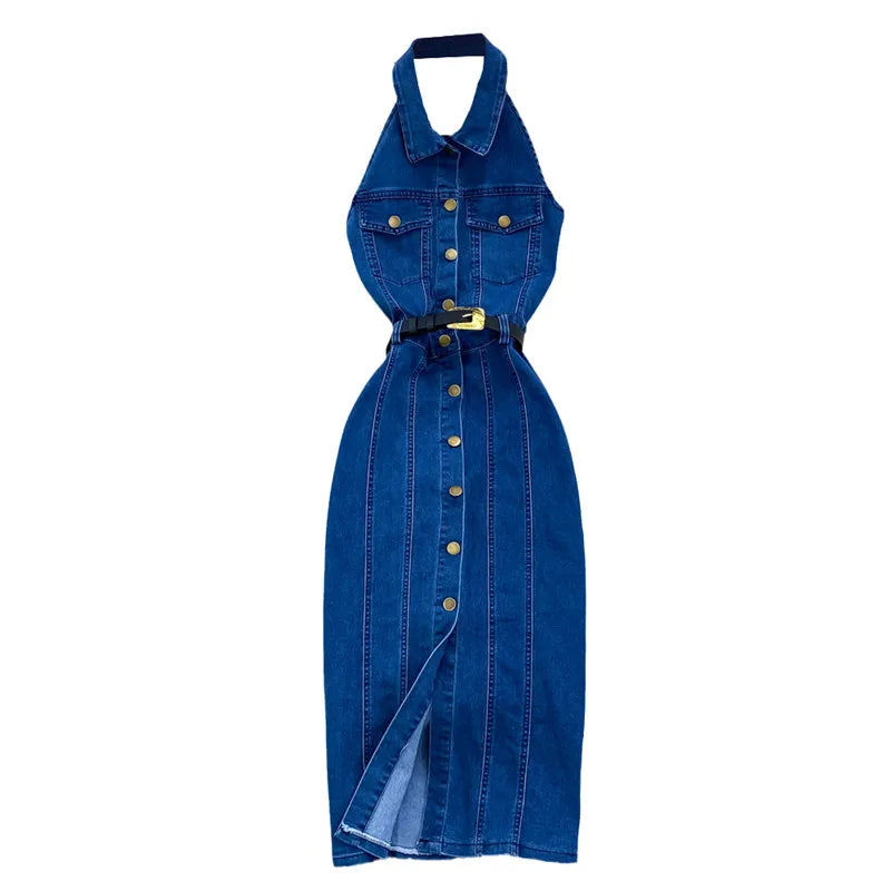 Denim Button Up Midi Dress