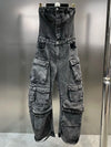 Denim Cargo Jumpsuit