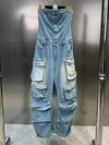 Denim Cargo Jumpsuit