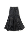 Denim Cargo Maxi Skirt