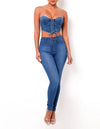 Denim Corset Top Lace Up