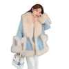 Denim Fur Splicing Coat Women's Environmental Protection Imitation Fox Fur Winter Overcoats New Popular Mid-Length Coats