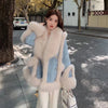 Denim Fur Splicing Coat Women's Environmental Protection Imitation Fox Fur Winter Overcoats New Popular Mid-Length Coats