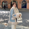 Denim Fur Splicing Coat Women's Environmental Protection Imitation Fox Fur Winter Overcoats New Popular Mid-Length Coats