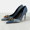 Denim High Heel Pumps