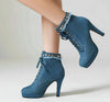 Denim Lace Up Boots