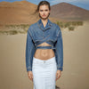 Denim Long Sleeve Crop Top Shirt