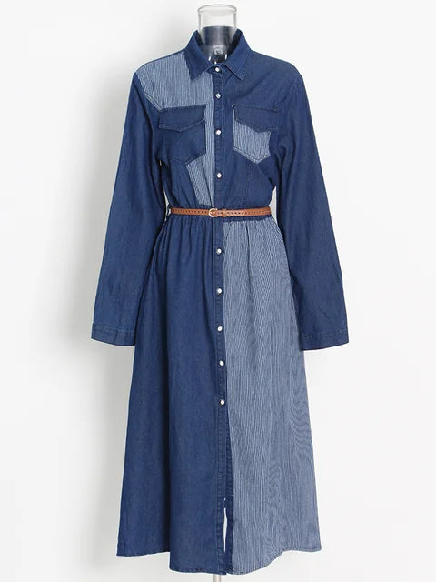 Denim Long Sleeve Midi Dress