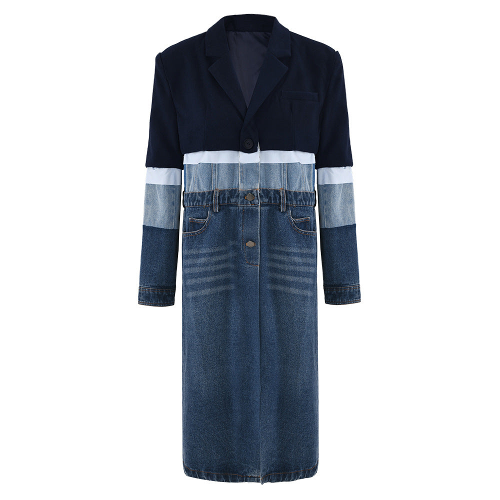 Denim Long Trench Coat