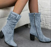 Denim Mid Calf Boots