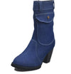 Denim Mid Calf Boots