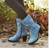 Denim Mid Calf Boots