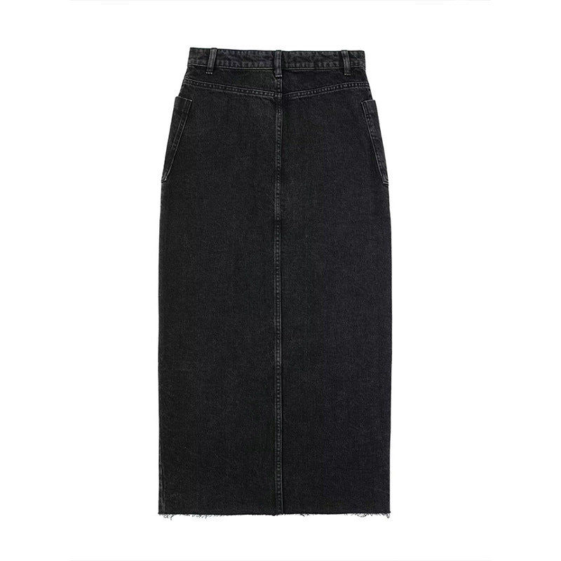 Denim Midi Pencil Skirt