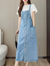 Denim Overall Dress Maxi