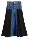 Denim Patchwork Maxi Skirt