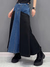 Denim Patchwork Maxi Skirt