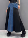 Denim Patchwork Maxi Skirt