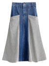 Denim Patchwork Maxi Skirt