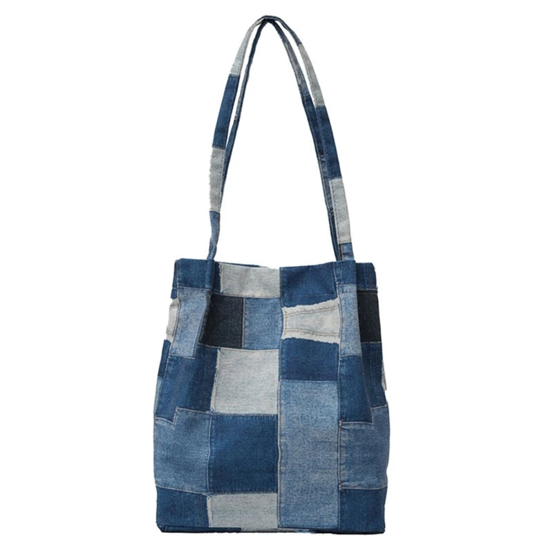 Denim Patchwork Tote Bag