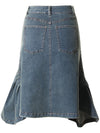 Denim Pleated Midi Skirt