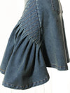 Denim Pleated Midi Skirt