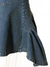 Denim Pleated Midi Skirt