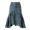 Denim Pleated Midi Skirt