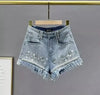 Denim Shorts with Rhinestone