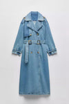 Denim Trench Coat Long