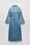 Denim Trench Coat Long