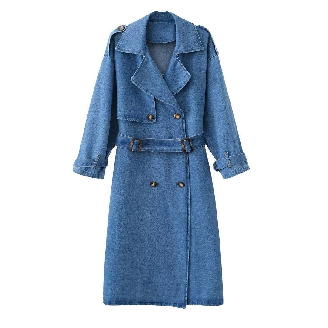 Denim Trench Coat Long