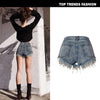 Extreme Thigh Rip Denim Shorts