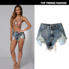 Extreme Thigh Rip Denim Shorts