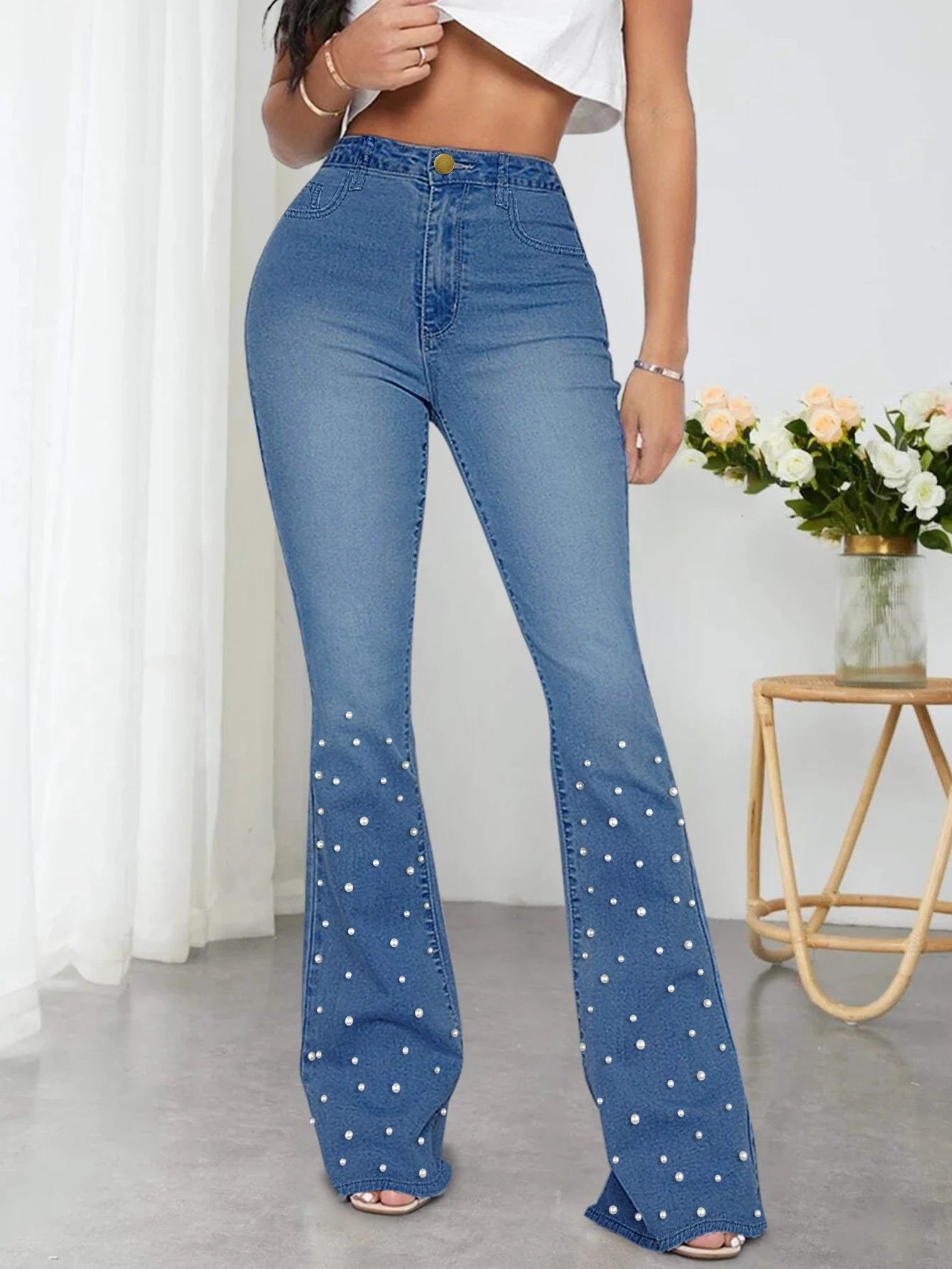 Flared Jeans Rhinestones